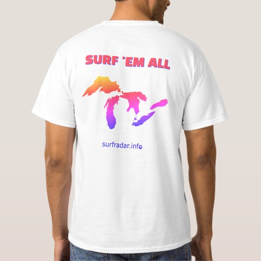 Surf 'em all. Surfing the Great Lakes Tシャツ (裏面)