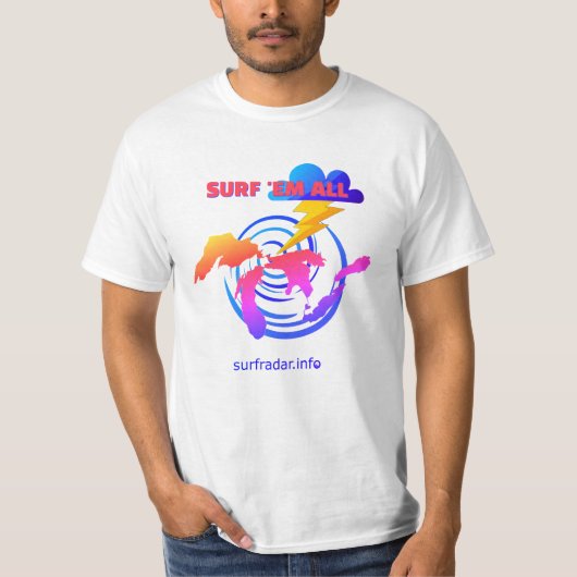 Surf 'em all. TLW. Surfing the Great Lakes Tシャツ (正面)