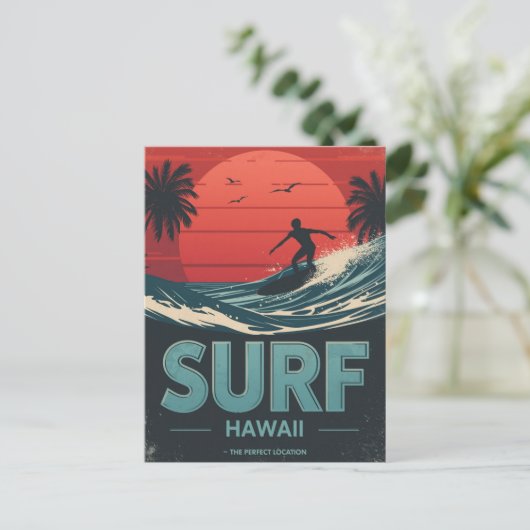 Surf Hawaii Sunset Vibes ポストカード (スタンド正面)