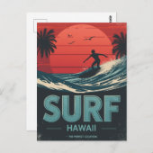 Surf Hawaii Sunset Vibes ポストカード (正面/裏面)