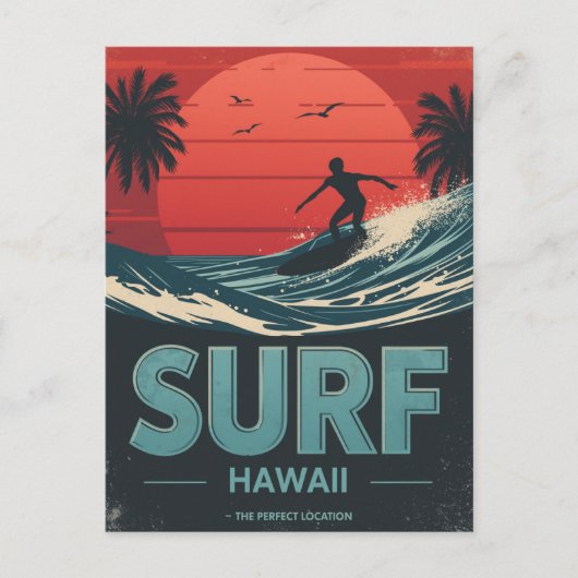 Surf Hawaii Sunset Vibes ポストカード (正面)