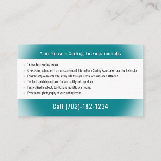 Surf Instructor | Surfboard Active Sports 名刺 (裏面)