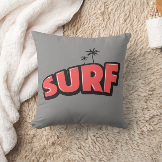 Surf, just surf. In red and gray クッション (ブランケット)