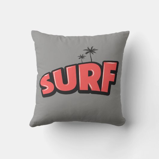 Surf, just surf. In red and gray クッション (裏面)
