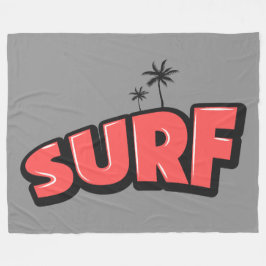 Surf, just surf. In red and gray フリースブランケット
