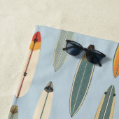 Surf Life Retro Coast Blue Surfboard Print Graphic ビーチタオル (インサイチュ)