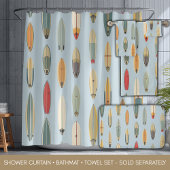 Surf Life | Retro Coastal Blue Surfboard Graphic バスマット