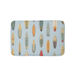 Surf Life | Retro Coastal Blue Surfboard Graphic バスマット