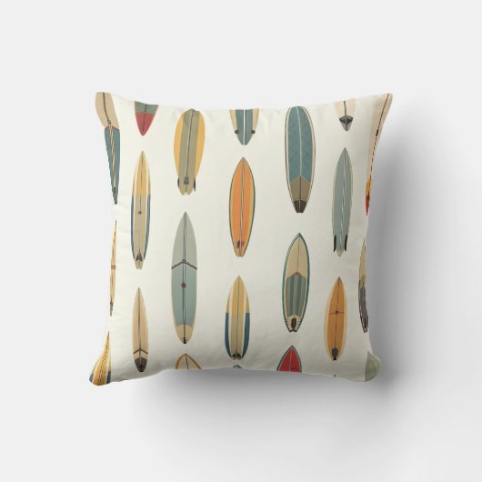 Surf Life - Retro Coastal Blue Surfboard Print クッション (裏面)