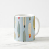 Surf Life - Retro Coastal Blue Surfboard Print コーヒーマグカップ (正面右)