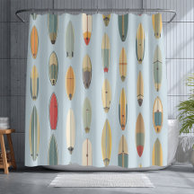 Surf Life | Retro Coastal Blue Surfboard Print