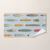 Surf Life - Retro Coastal Blue Surfboard Print バスタオルセット (ハンドタオル)