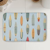 Surf Life - Retro Coastal Blue Surfboard Print バスマット