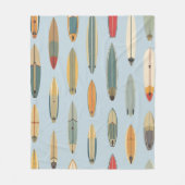 Surf Life - Retro Coastal Blue Surfboard Print フリースブランケット (正面)