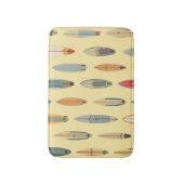 Surf Life | Retro Coastal Surfboard Print Yellow バスマット (正面縦)