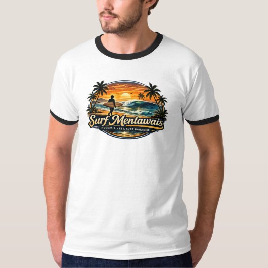 Surf Mentawais - Vintage Design Tシャツ (正面)