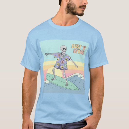 Surf 'N' Spookスケルトンサーファー Tシャツ (正面)