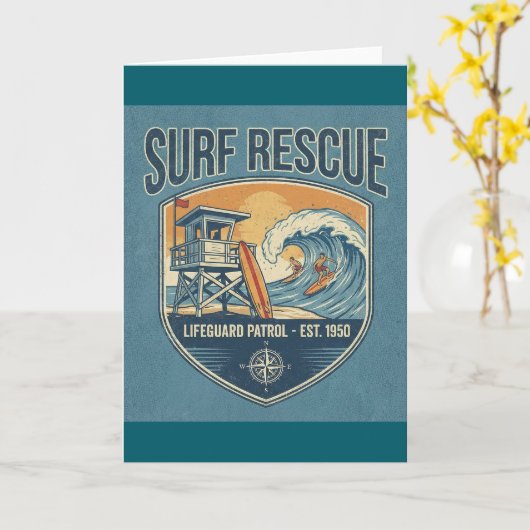 Surf Rescue Lifeguard Patrol Est 1950 カード (黄色い花)