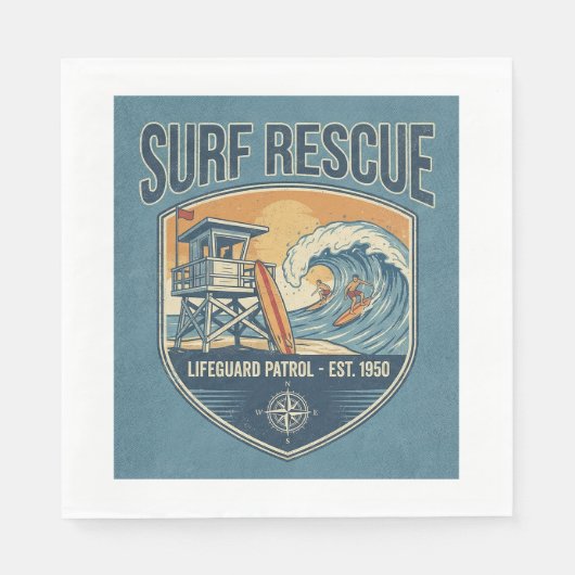Surf Rescue Lifeguard Patrol Est 1950 スタンダードランチョンナプキン (正面)