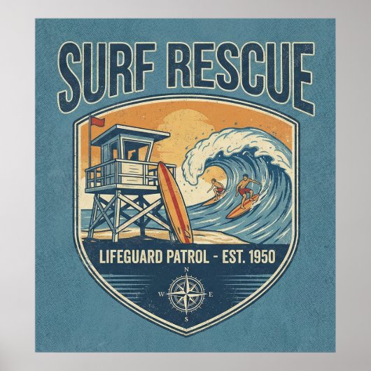 Surf Rescue Lifeguard Patrol Est 1950 ポスター (正面)