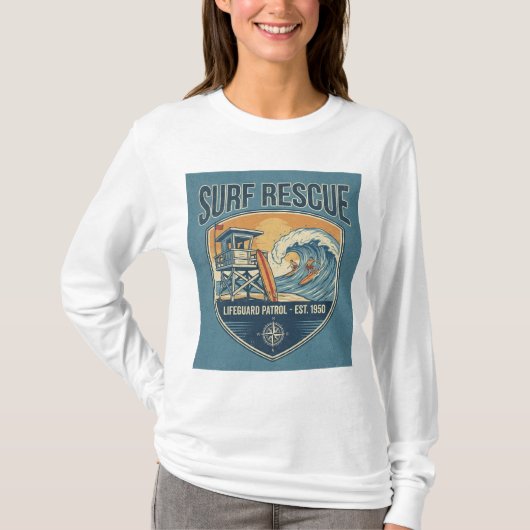 Surf Rescue Lifeguard Patrol Est 1950 Tシャツ (正面)