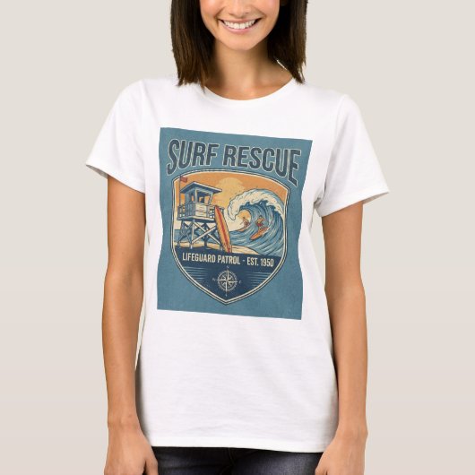 Surf Rescue Lifeguard Patrol Est 1950 Tシャツ (正面)