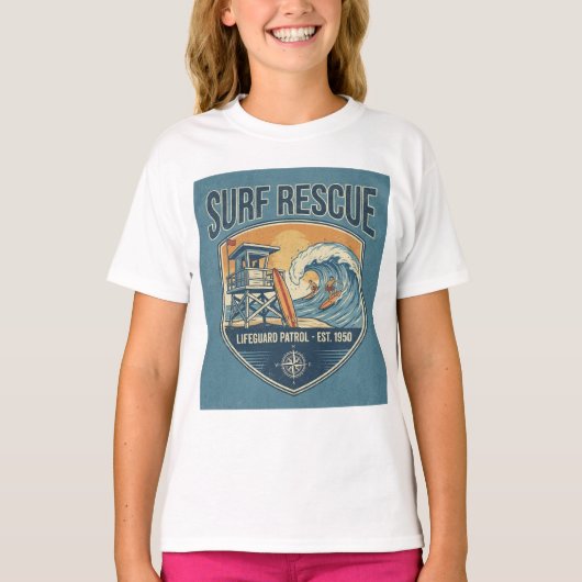 Surf Rescue Lifeguard Patrol Est 1950 Tシャツ (正面)