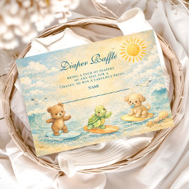 Surf’s Up Baby Shower Diapper Raffle エンクロージャーカード