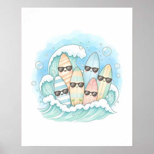 Surf’s Up Bath Crew Kids Bathroom Wall Art ポスター (正面)