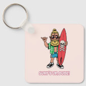 Surf’s Up Dude Bearded Cartoon Surfer キーホルダー (正面)