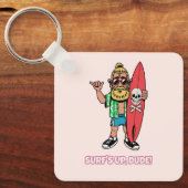Surf’s Up Dude Bearded Cartoon Surfer キーホルダー (正面)