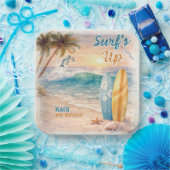 Surf’s Up Retro Beach Birthday Party  ペーパープレート (パーティー)