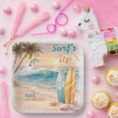 Surf’s Up Retro Beach Birthday Party  ペーパープレート (パーティー)