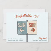 Surf Save The Date、Malibu、カリフォルニア州 招待状 (正面)