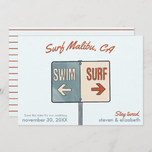 Surf Save The Date、Malibu、カリフォルニア州 招待状