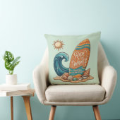 Surf & Sea: Vintage Surfing Quote Throw Pillow クッション (椅子)