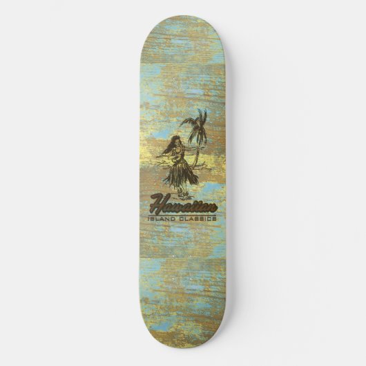 Surf Shack Hawaiian Faux Wood スケートボード (正面)
