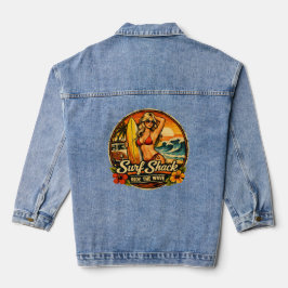 Surf Shack Surfer Pin-Up | 波に乗って ビーチ デニムジャケット