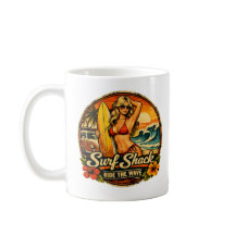 Surf Shack Surfer Pin-Up | Ride The Wave Beach