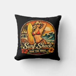 Surf Shack Surfer Pin-Up | Ride The Waves Beach クッション
