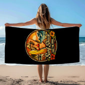 Surf Shack Surfer Pin-Up | Ride The Waves Surfing ビーチタオル