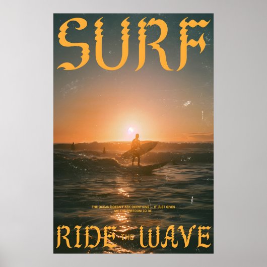 Surf Sunset Art Print Vintage Ocean Wave ポスター (正面)