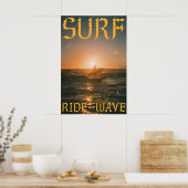 Surf Sunset Art Print Vintage Ocean Wave ポスター (キッチン)