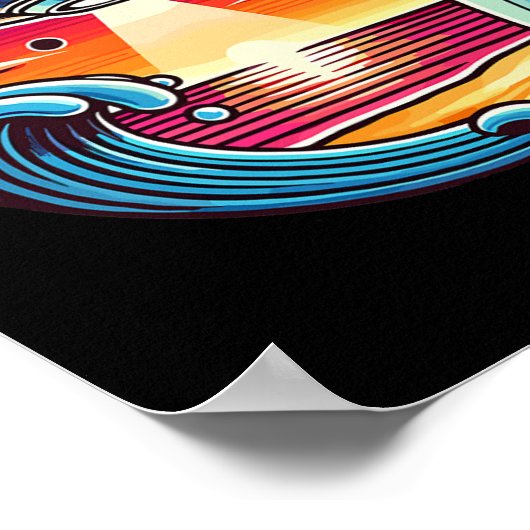 Surf Surfing Surfer Wave Ocean Sunset Outer Space  ポスター (角)