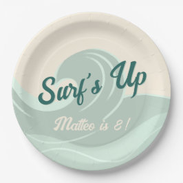 Surf Themed Kids Birthday Party Round Paper Plates ペーパープレート