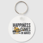 Surf Van Beach Quote Happiness Comes in Waves キーホルダー (正面)