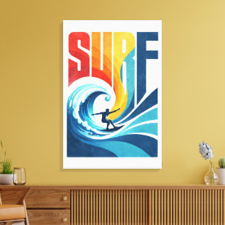 SURF Wave Surfer – Retro Surf Lifestyle Art キャンバスプリント