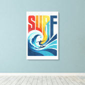 SURF Wave Surfer – Retro Surf Lifestyle Art キャンバスプリント (インサイチュ (ウッドフロア))
