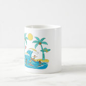Surf & Waves – Cartoon Beach Gift Mug コーヒーマグカップ (中央)