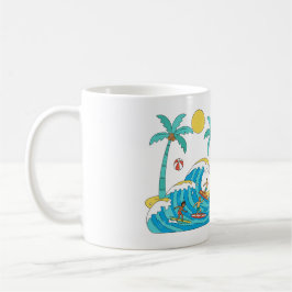 Surf & Waves – Cartoon Beach Gift Mug コーヒーマグカップ